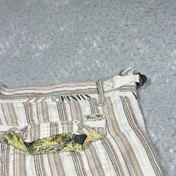 Miss Me Womens Size Large Multicolored Striped Cargo Bermuda Shorts 100% Cotton - Picture 12 of 15